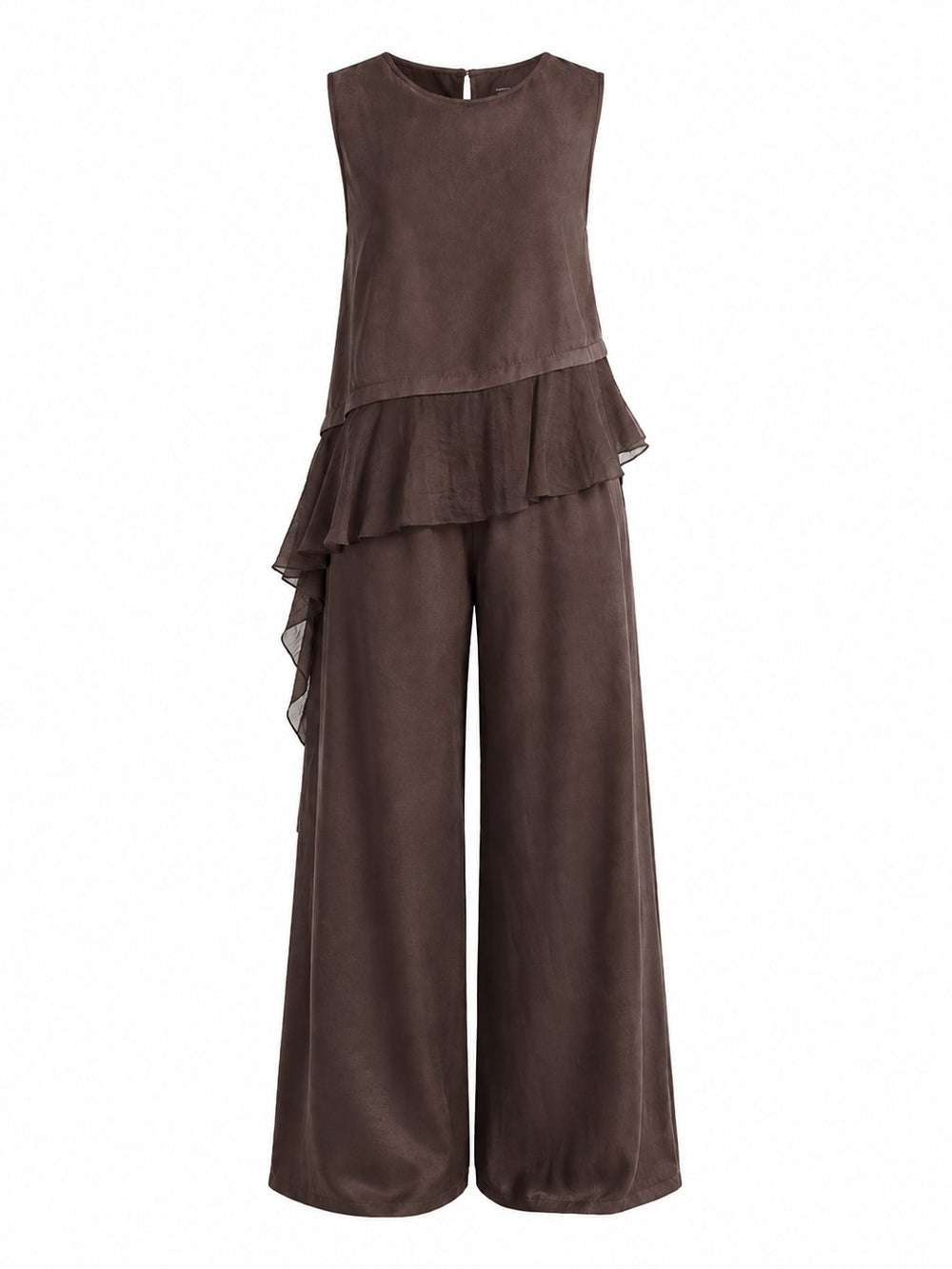 Kahverengi Garnili Bluz Pantolon Takım - 51391