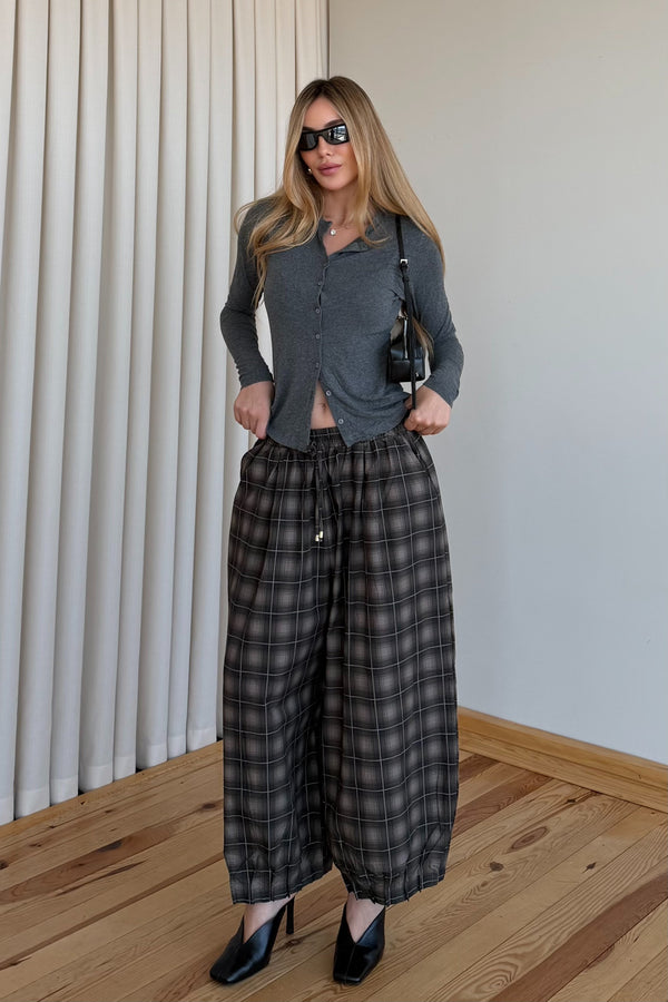 Kahverengi Paça Pileli Bagy Pantolon - 51466