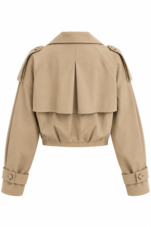 Bej Pileli Crop Ceket - 2y4199