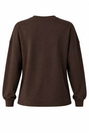 Kahverengi Taş İşlemeli Sweatshirt - 261010