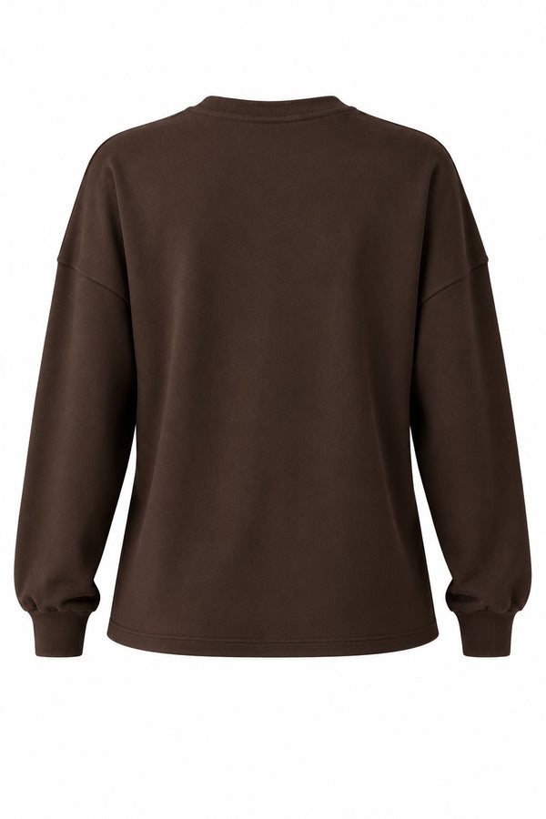 Kahverengi Taş İşlemeli Sweatshirt - 261010