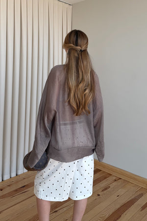 Bronz İp Bağcıklı Transparan Kimono - 5098