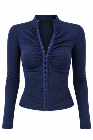 Lacivert Agraflı Bluz - 261090