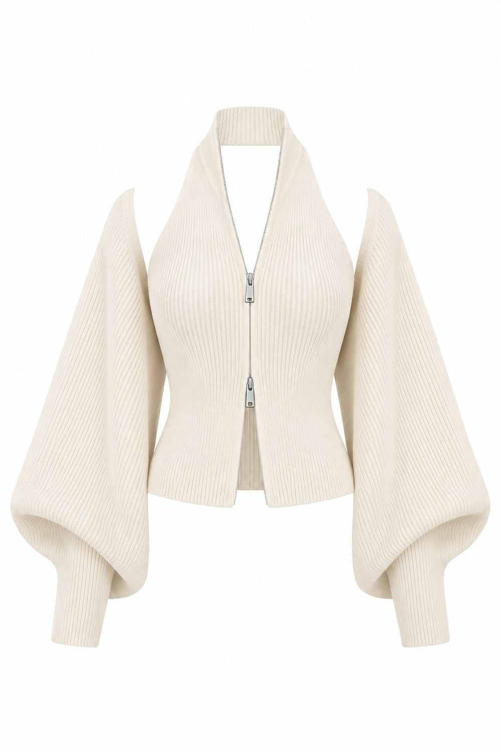 Krem Fermuarlı Bolero Detaylı İkili Triko Takım - 10202