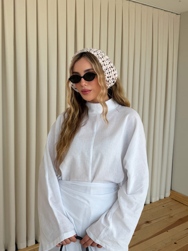 Pudra Pullu Üçgen Bandana - 2153