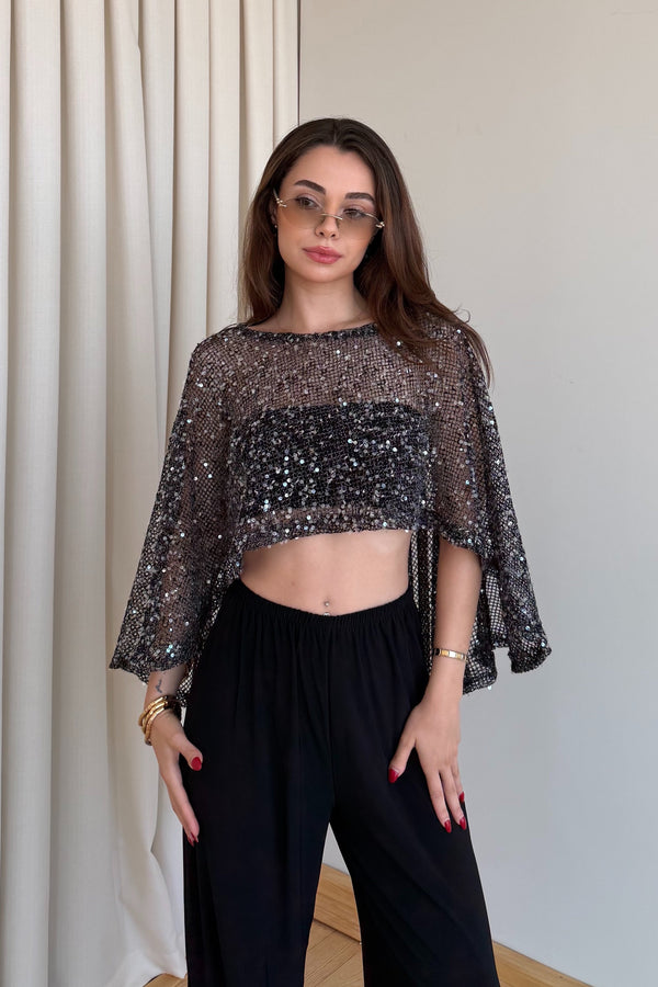 Siyah Pullu Bluz - 1119
