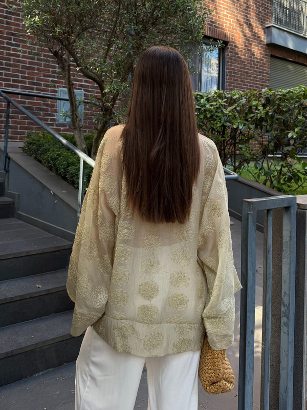 Adaçayı Frog Kapama Nakışlı Kimono - 5096