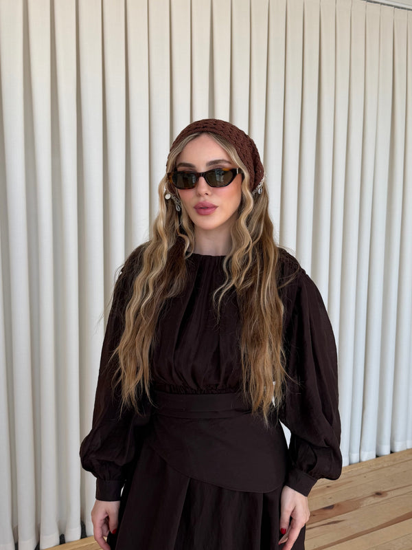 Kahverengi Dik Üçgen Deniz Kabuklu Bandana - 2152