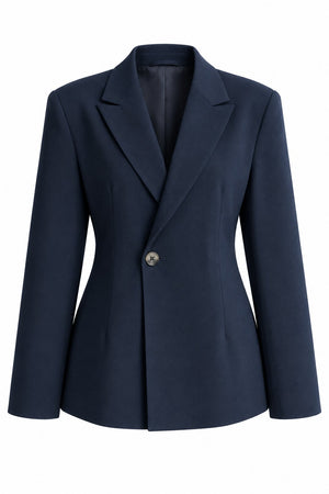 Lacivert Vatkalı Belden Oturtma Blazer Ceket - 251004