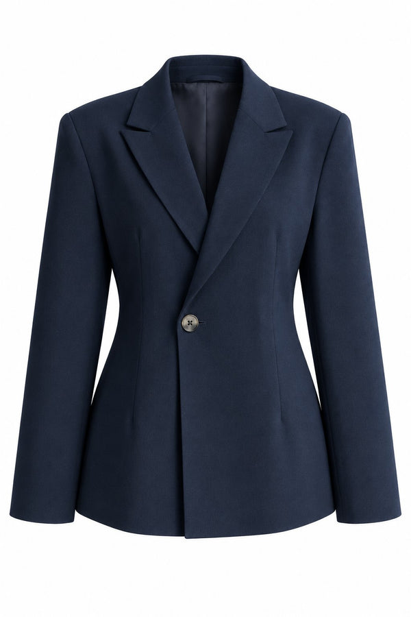 Lacivert Vatkalı Belden Oturtma Blazer Ceket - 251004