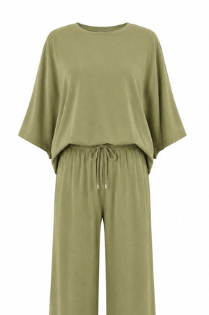 Olive Yarasa Kol Bluz Pantolon Takım - 30432