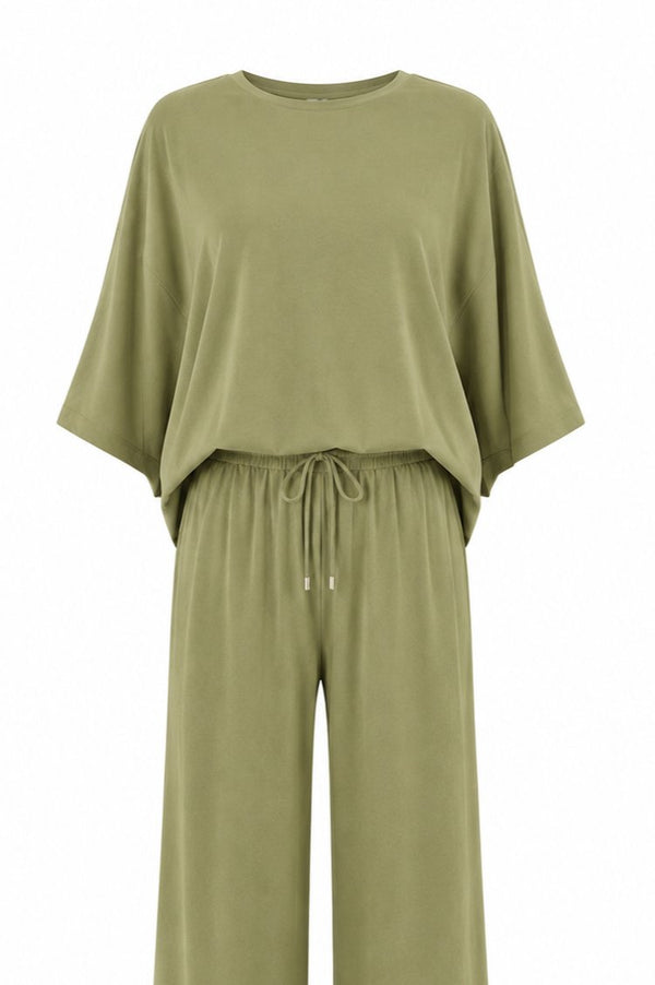 Olive Yarasa Kol Bluz Pantolon Takım - 30432