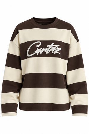 Kahverengi Sarı Baskılı Sweatshirt - 1128