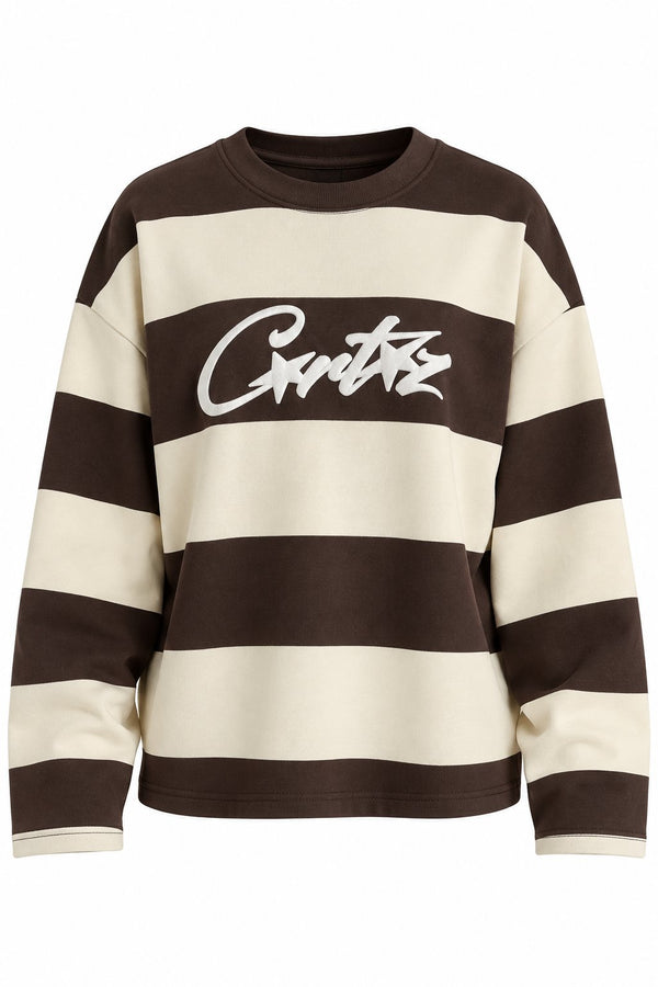 Kahverengi Sarı Baskılı Sweatshirt - 1128