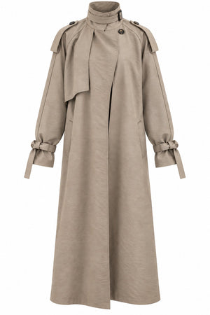 Vizon Kuşaklı Premium Oversize Trençkot - 8646