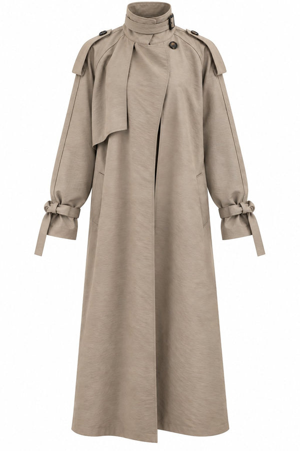 Vizon Kuşaklı Premium Oversize Trençkot - 8646