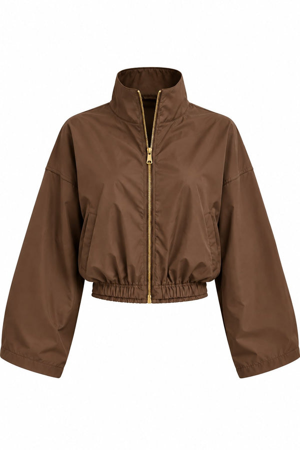 Kahverengi Bomber Saten Ceket - 2y9663 - 51229