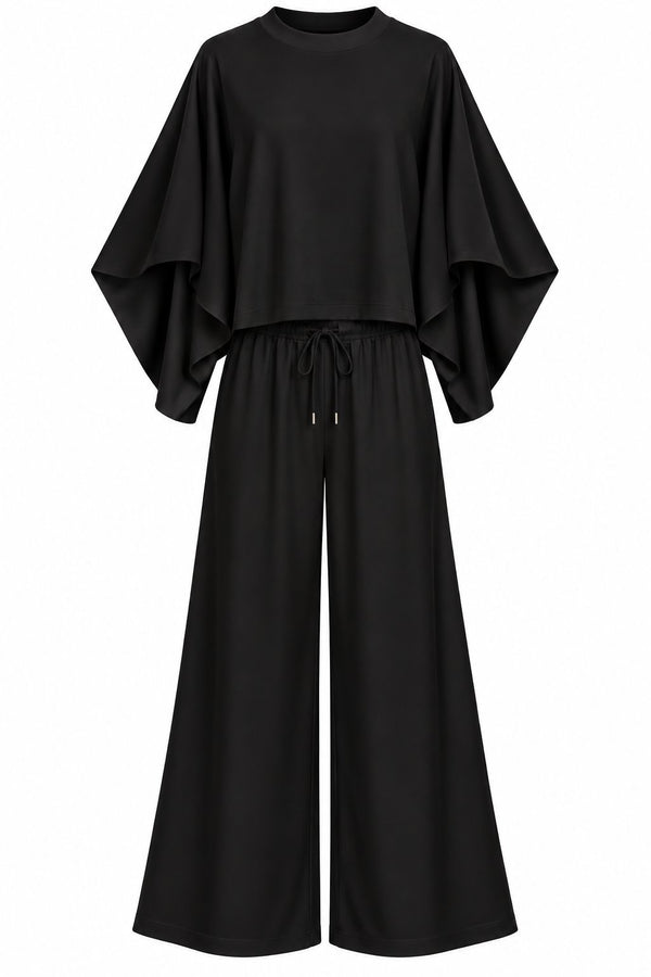 Siyah Pelerin Bluz Modal Takım - 0398