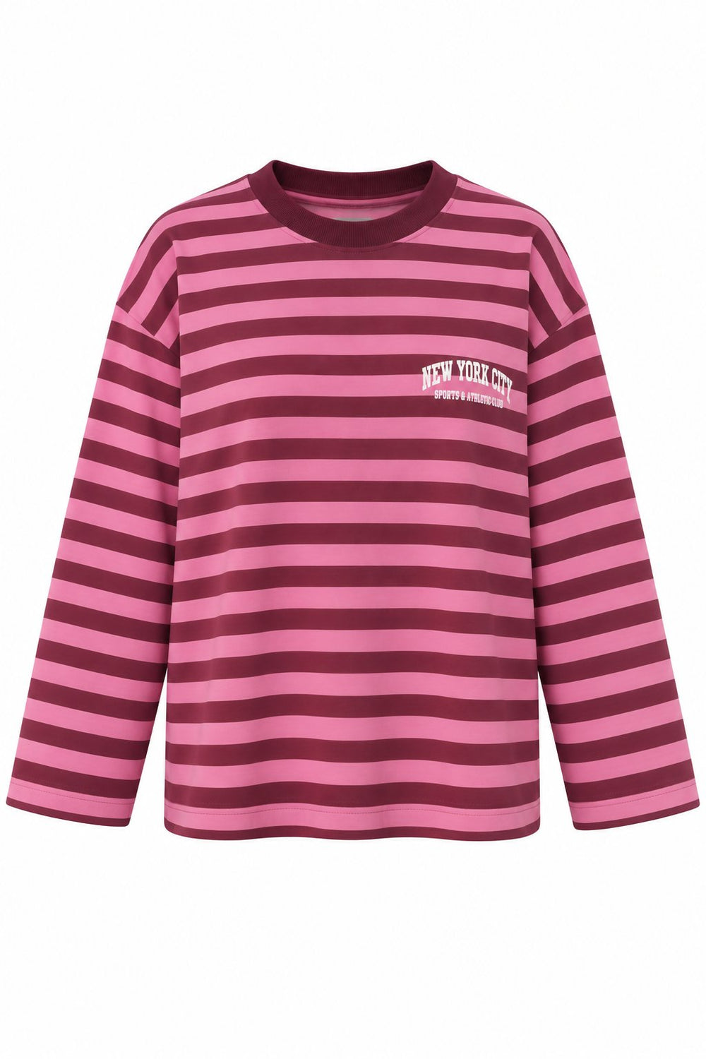 Pembe Çizgili New York Baskılı Sweatshirt - 1130