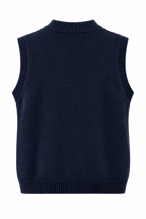 Lacivert Mini Kurdeleli Kolsuz Süveter - 2y4466