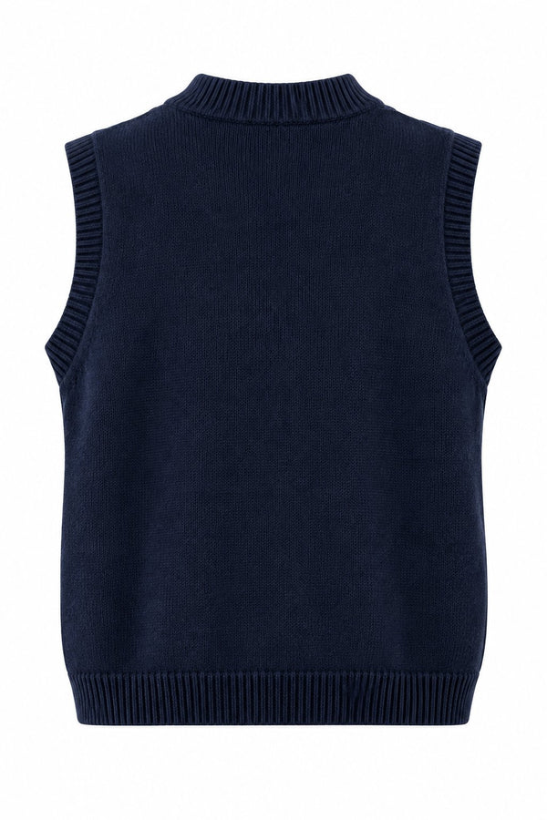 Lacivert Mini Kurdeleli Kolsuz Süveter - 2y4466