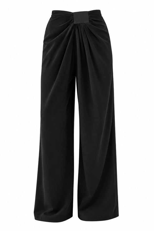 Siyah Pileli Dökümlü Premium Pantolon - 261061