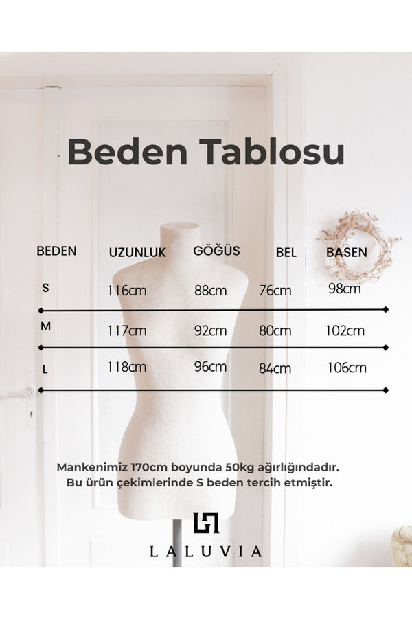 Siyah Yakası Bağlamalı Puantiyeli Midi Elbise - 2y8276