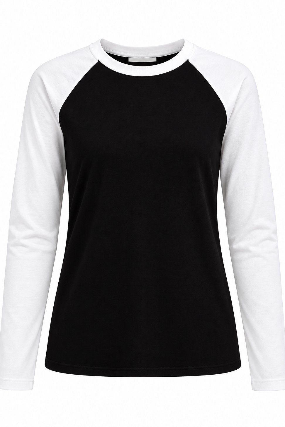 Kolları Beyaz Çift Renk Uzun Kollu T-shirt | LALUVIA