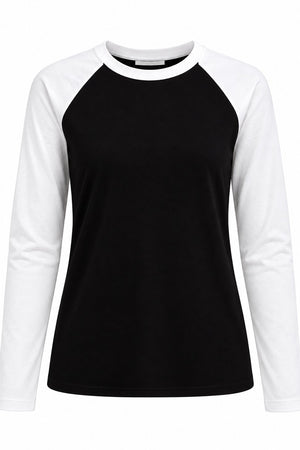 Kolları Beyaz Çift Renk Uzun Kollu T-shirt - 5209