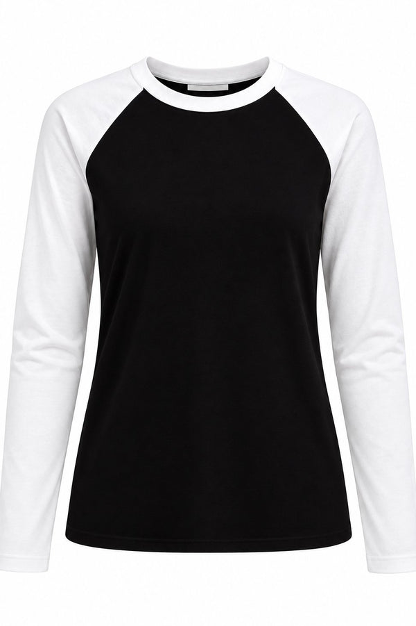 Kolları Beyaz Çift Renk Uzun Kollu T-shirt - 5209
