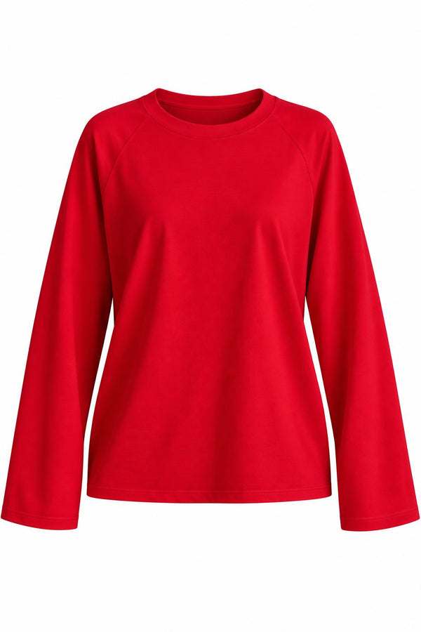 Kırmızı Reglan Kollu Tshirt | LALUVIA