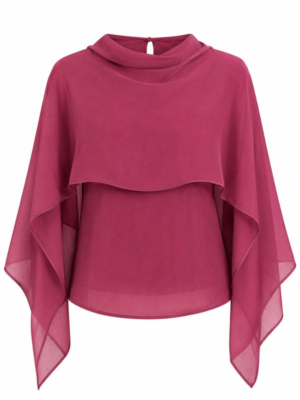 Bordo Şal Detaylı Bluz - 3251