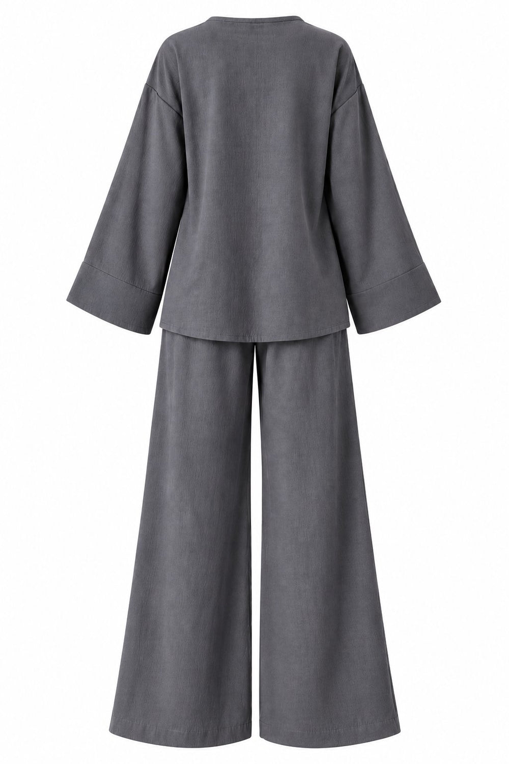 Antrasit Kruvaze %100 Pamuk Kimono Pantolon Takım - 3y003