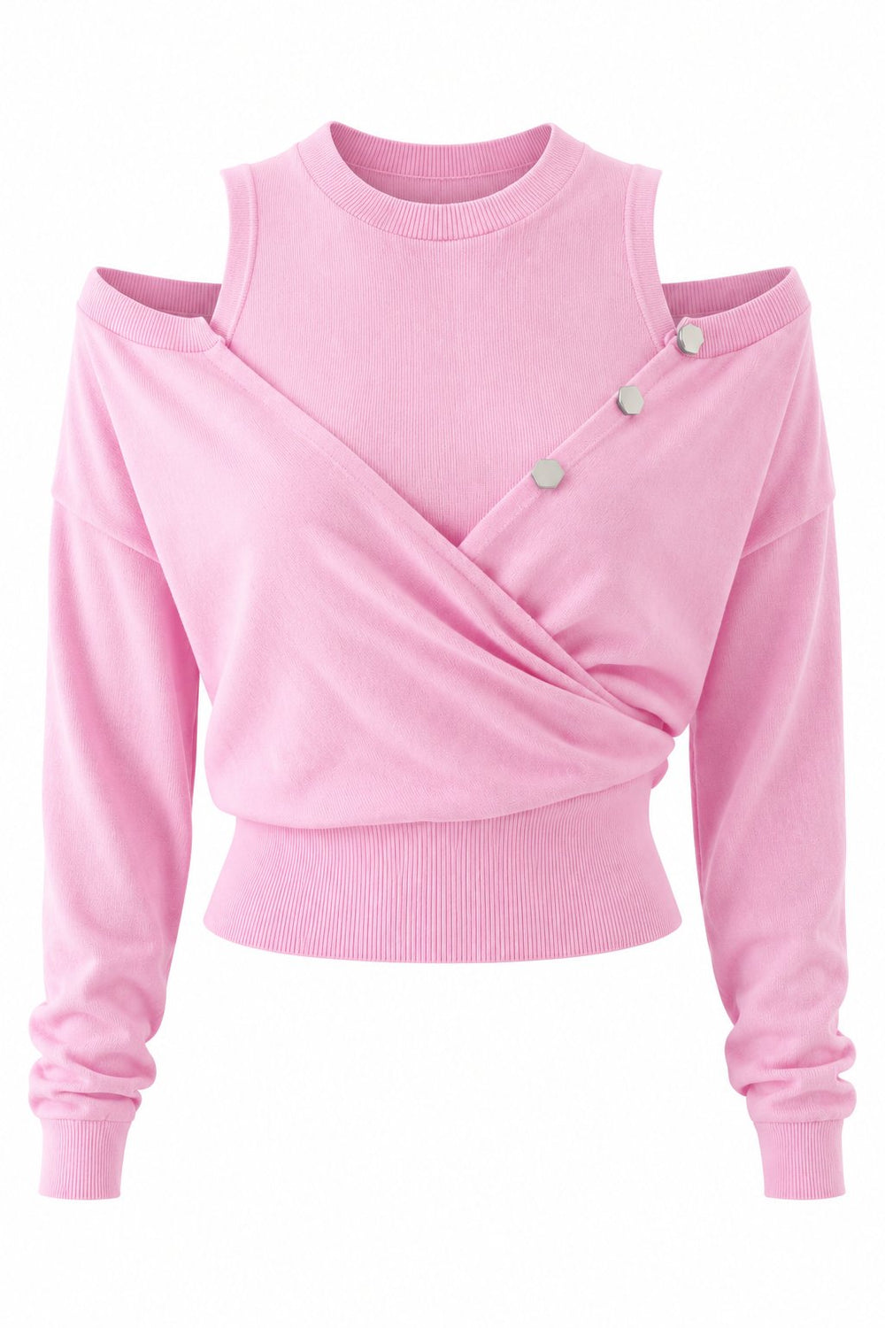 Pembe Altıgen Düğme Detaylı Body Hırka Takım - 261009