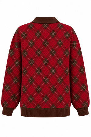 Kahverengi Polo Yaka Triko Kazak - 609123