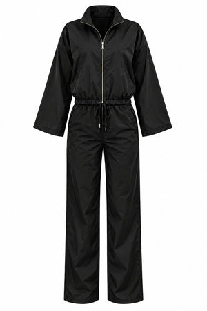 Siyah Bomber Saten Ceket Pantolon İkili Takım - 2y9663 - 51229