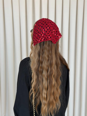 Kırmızı Pullu Üçgen Bandana - 2153