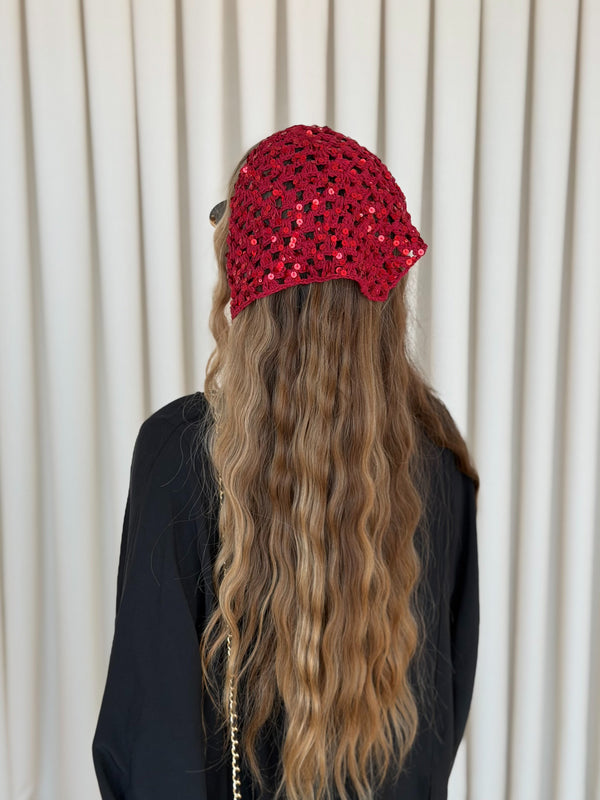 Kırmızı Pullu Üçgen Bandana - 2153