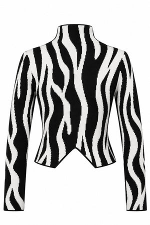 Siyah Kemik Zebra Desen Kazak - 2y231022