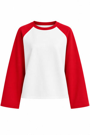 Kırmızı Reglan Kol Oversize Model Tshirt - 4271