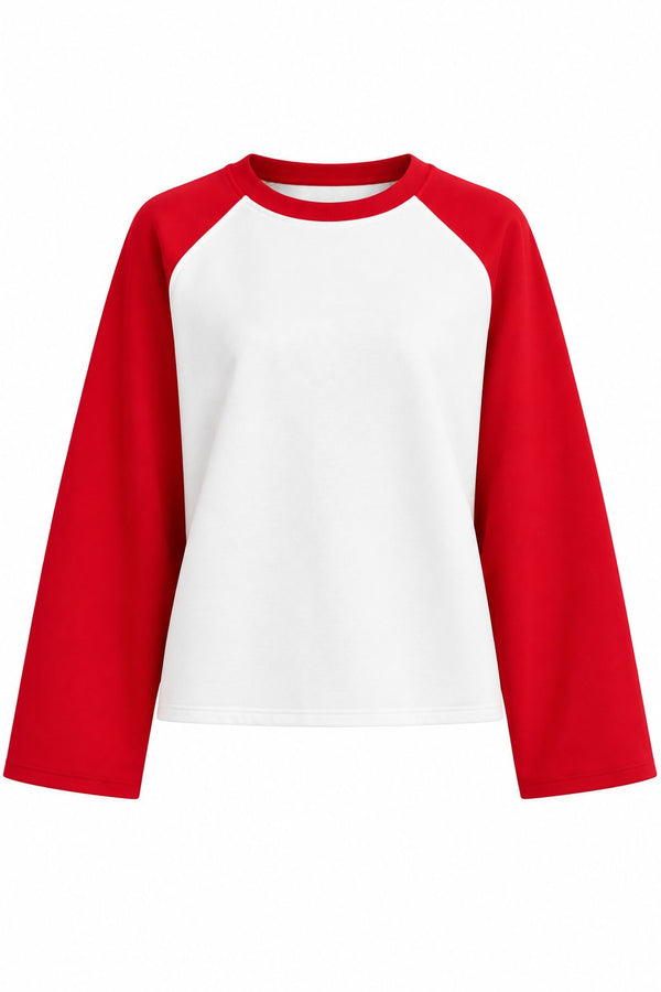 Kırmızı Reglan Kol Oversize Model Tshirt - 4271