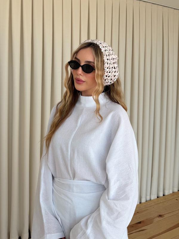 Pudra Pullu Üçgen Bandana - 2153