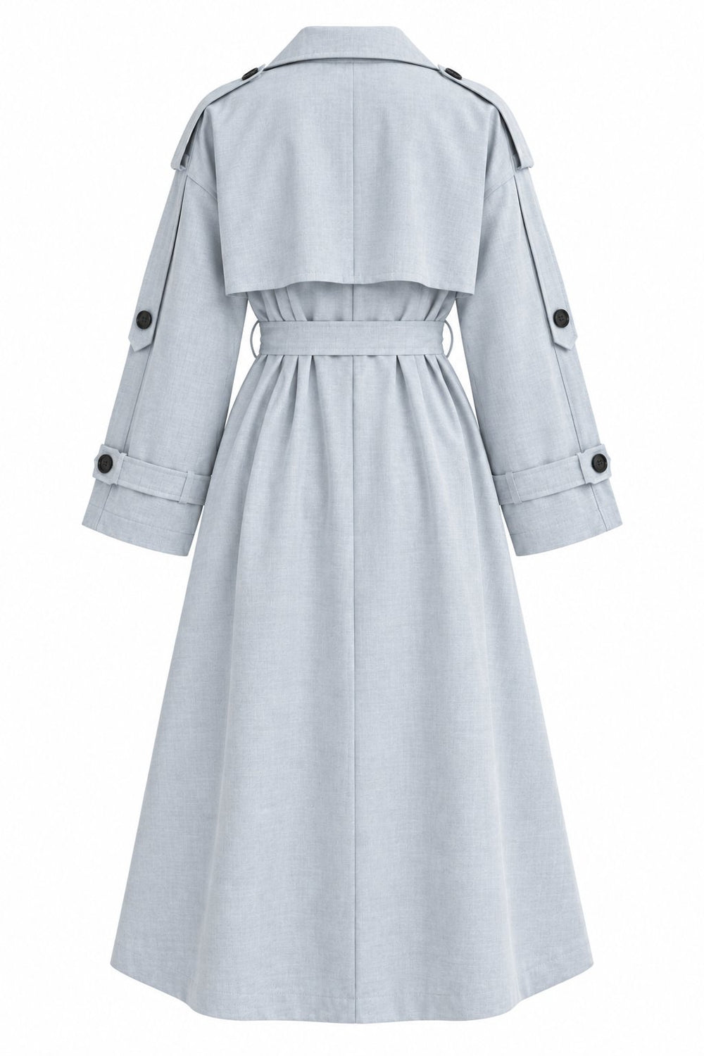 Gri Lucky Düğme Detaylı Oversize Trençkot - 9476