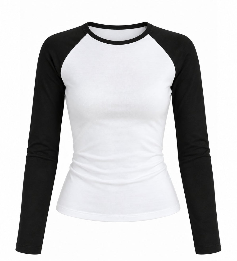 Siyah Çift Renk Uzun Kollu T-shirt - 5209