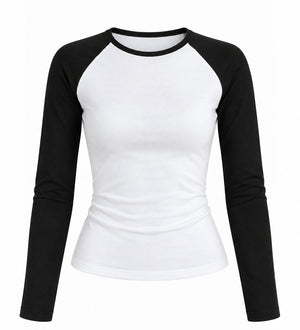 Siyah Çift Renk Uzun Kollu T-shirt - 5209