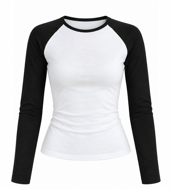Siyah Çift Renk Uzun Kollu T-shirt - 5209