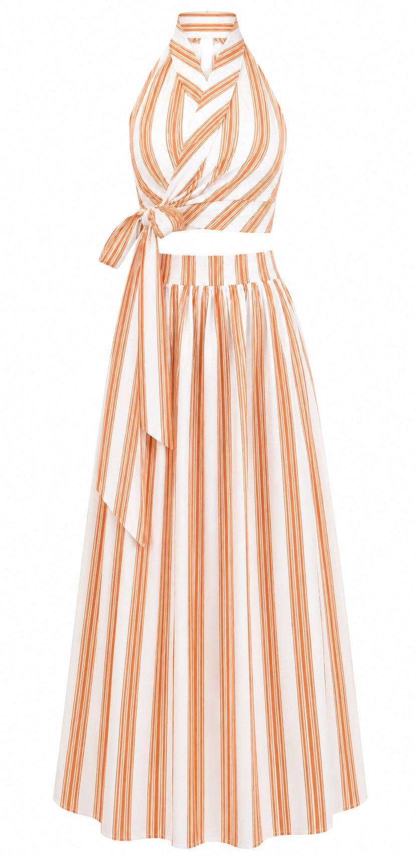 Orange Desenli Bağlamalı Crop Etek Takım - 30447