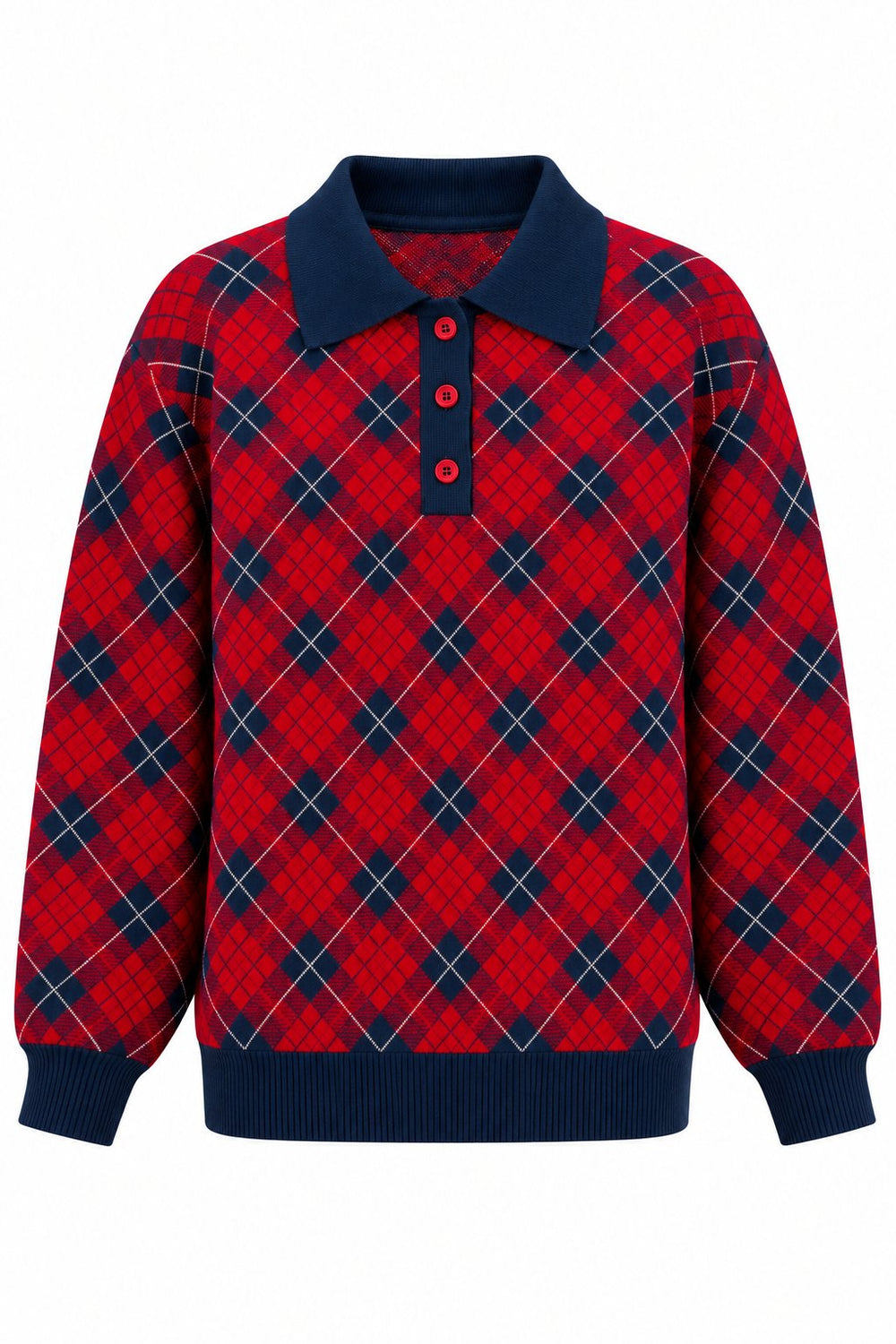 Lacivert Polo Yaka Triko Kazak - 609123