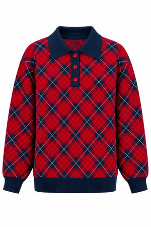 Lacivert Polo Yaka Triko Kazak - 609123