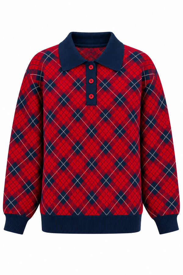 Lacivert Polo Yaka Triko Kazak - 609123